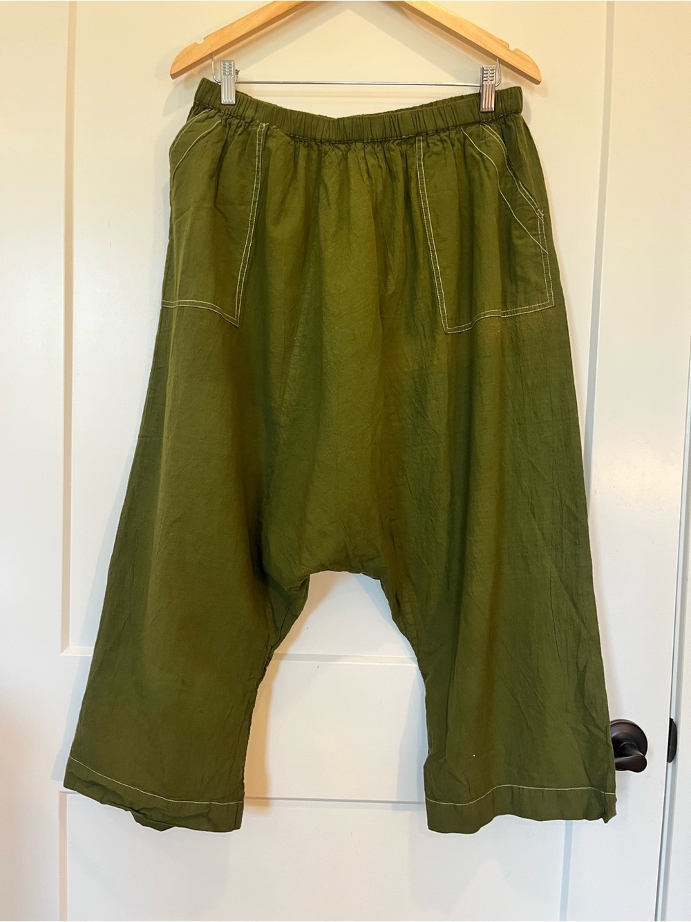 NWT Auntie Oti -Pull-On Pants Moss Pants 100% cotton khadi Boho Lagenlook Beachy